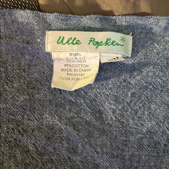 ULLA POPKEN Blue Linen-Cotton Single button blouse 20/22 - Picture 2 of 5